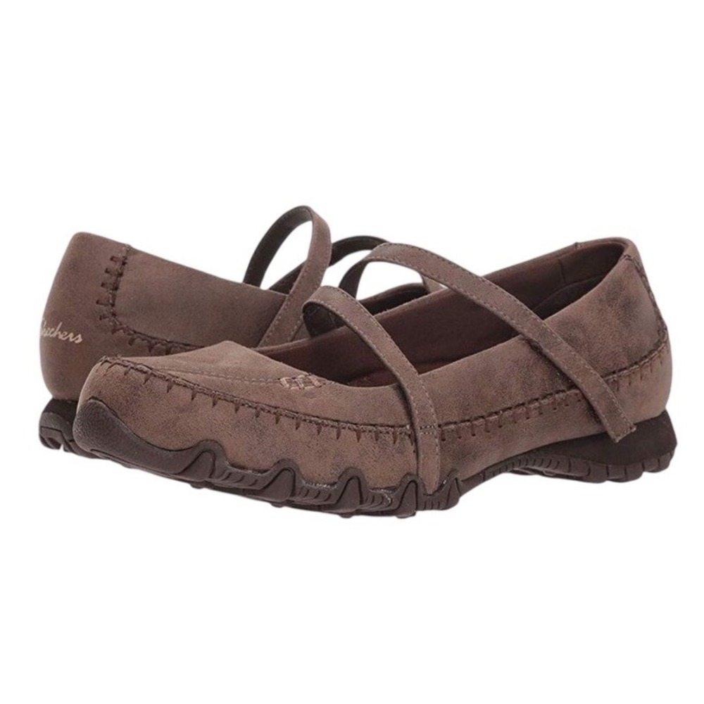 Skechers Vintage Y2K Bikers Brown Suede Mary Jane Flats Women's Size 6.5